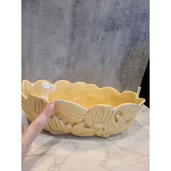 Royal Haeger Oval Fruit Bowl Yellow Center Piece Planter 11½" Floral Design MCM - Picture 11 of 15